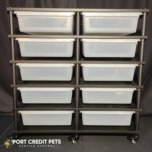 R90 RACK – REPTILE 5 LEVEL 10 BIN COMPLETE SYSTEM