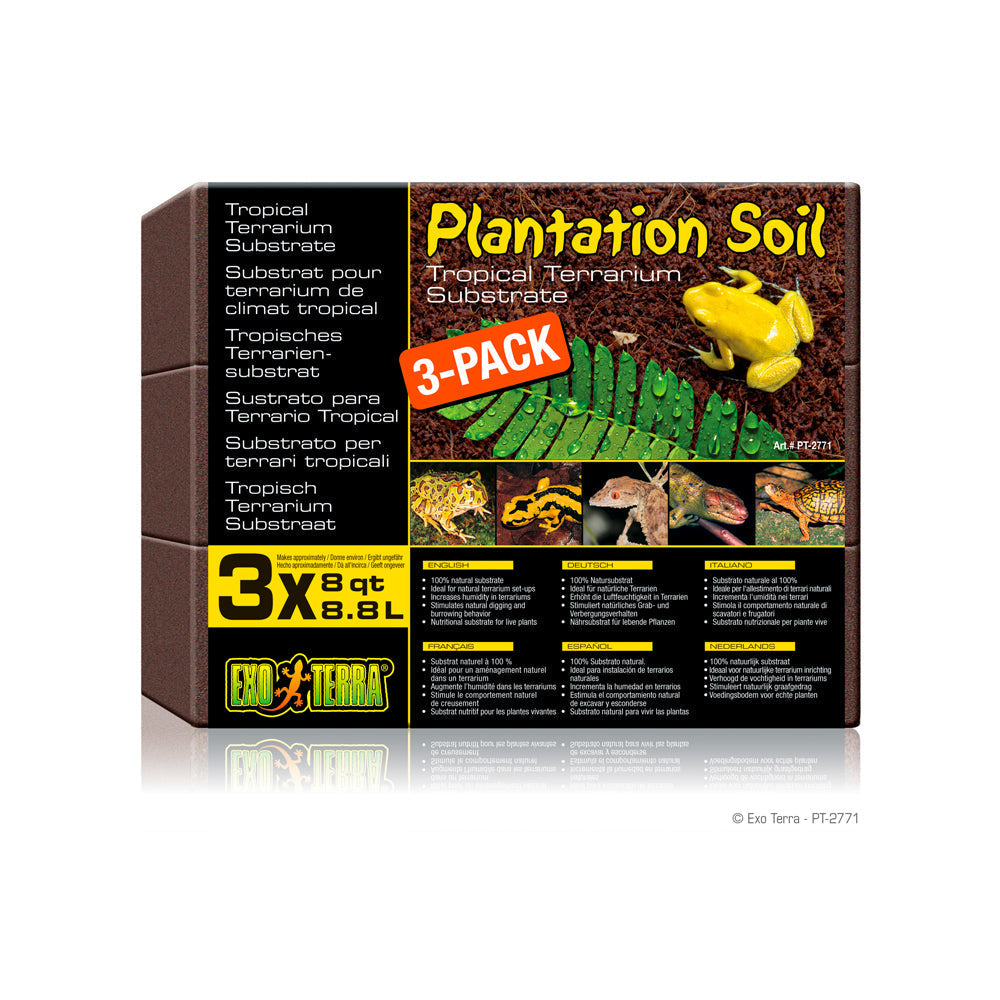 Exo Terra Plantation Soil Coco Fiber Substrate 8.8L 3pk