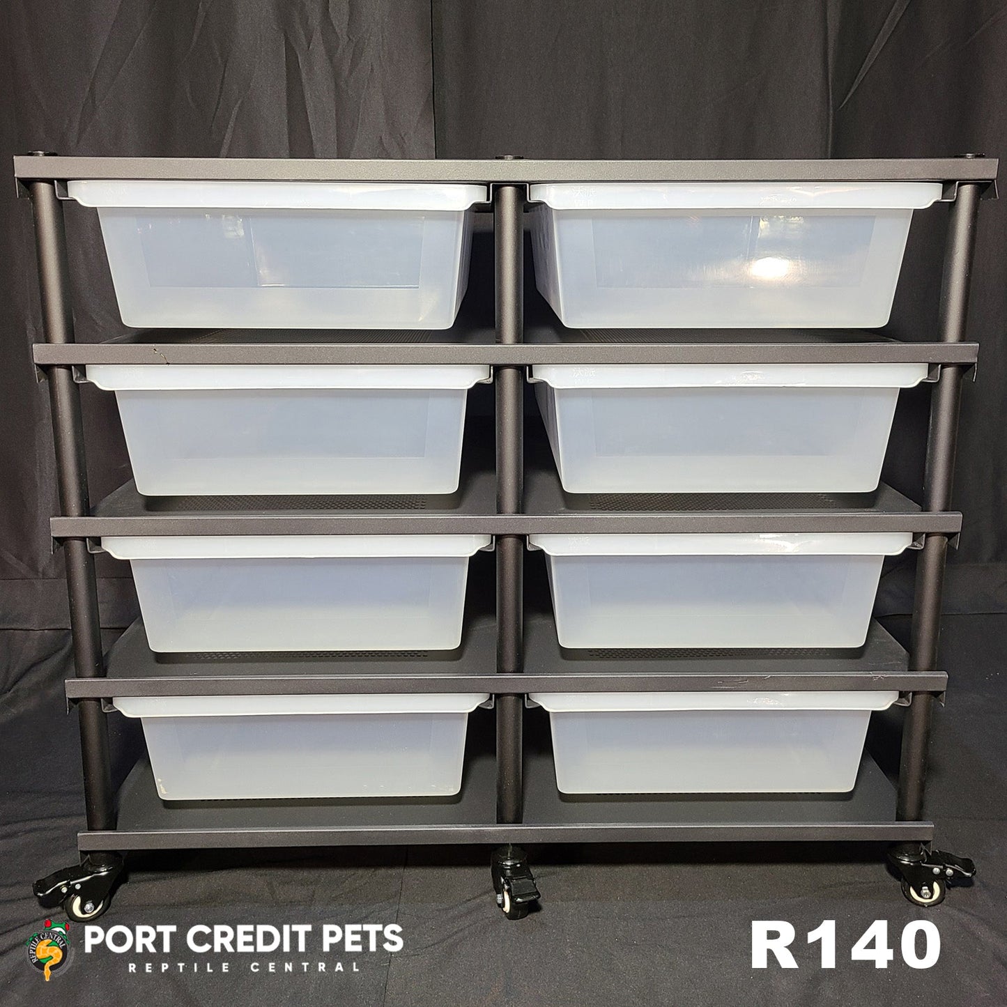 R140 RACK – REPTILE 4 LEVEL 8 BIN COMPLETE SYSTEM