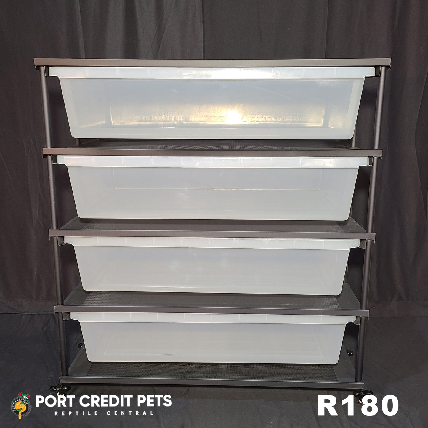 R180 RACK – REPTILE BIN 4 LEVEL 4 BIN COMPLETE SYSTEM