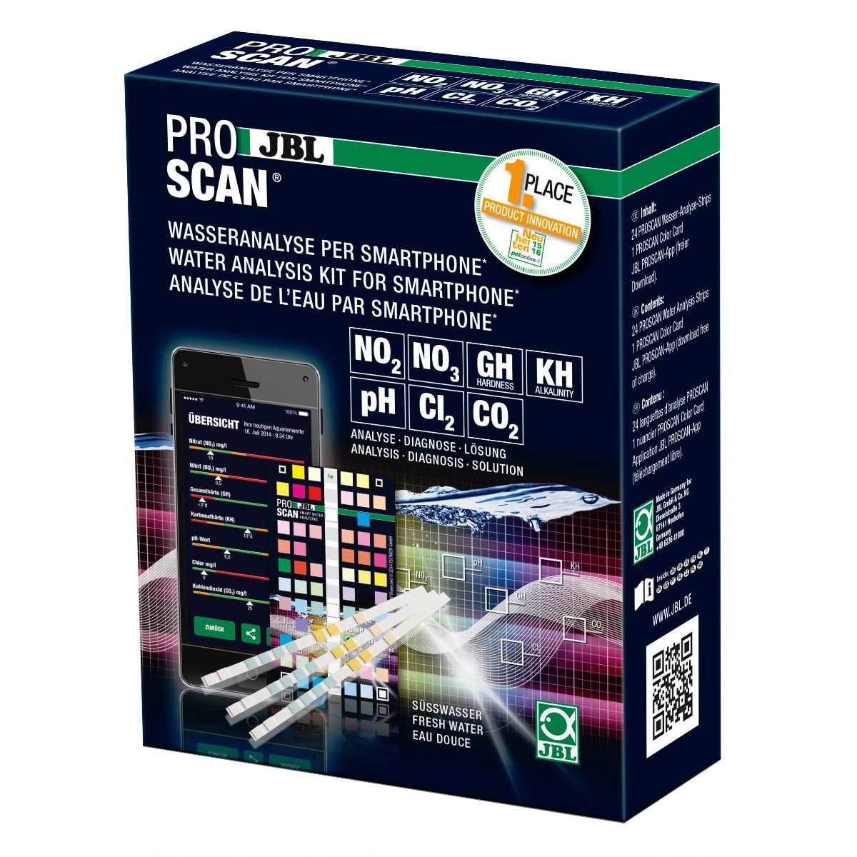 JBL PROSCAN WATER TEST WITH ANALYSIS VIA SMARTPHONE FOR FRESH WATER AQUARIUMS 24 TESTS