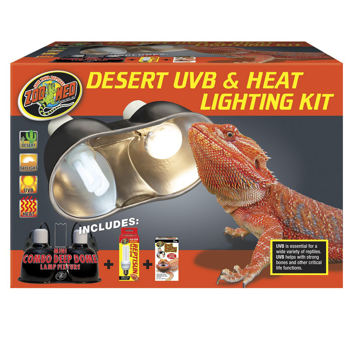 ZOO MED™ DESERT UVB & HEAT LIGHTING KIT