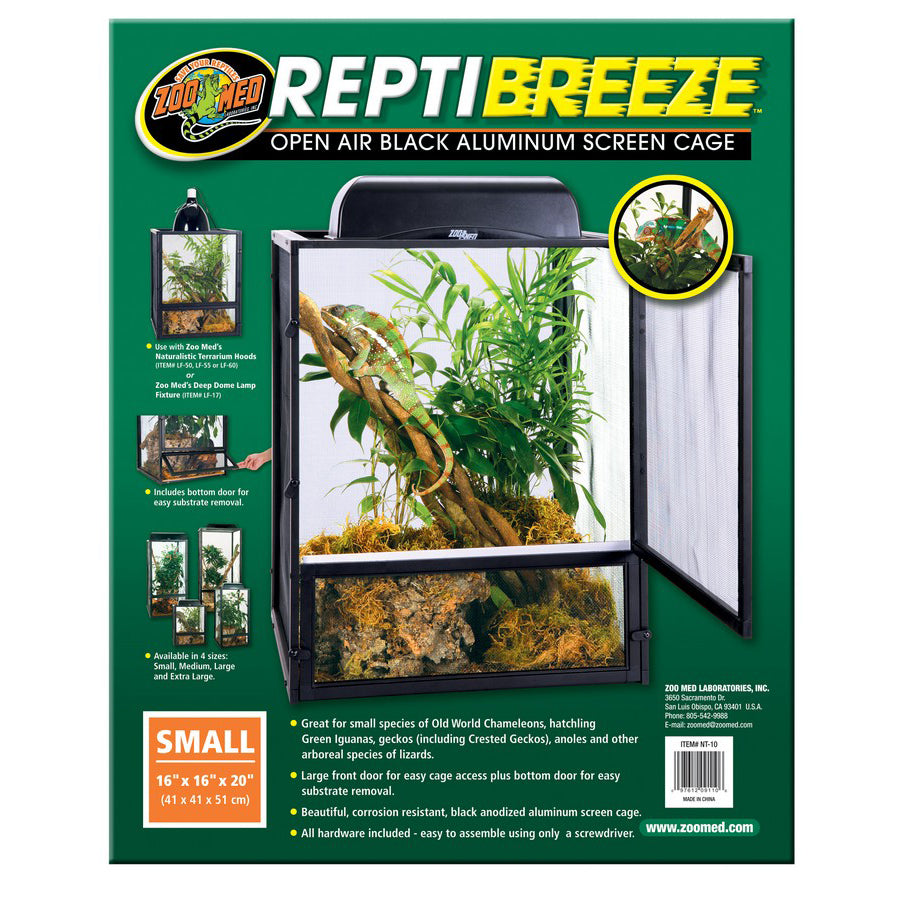 Zoo Med™ ReptiBreeze® Open Air Black Aluminum Screen Cage Small