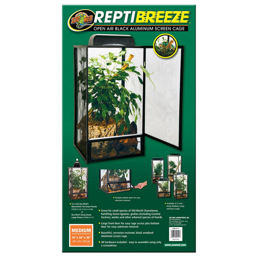 Zoo Med™ ReptiBreeze® Open Air Black Aluminum Screen Cage Medium