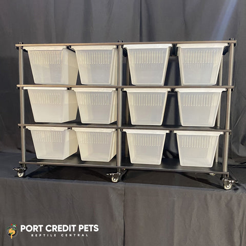 R88 RACK – ARBOREAL REPTILE 3 LEVEL 12 BIN COMPLETE SYSTEM
