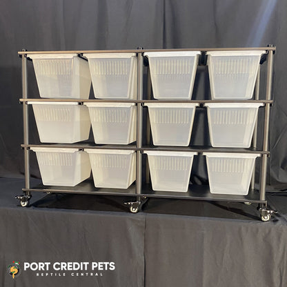 R88 RACK – ARBOREAL REPTILE 3 LEVEL 12 BIN COMPLETE SYSTEM