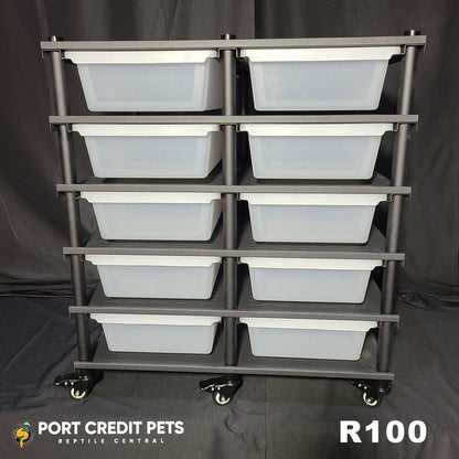 R100 RACK – REPTILE 5 LEVEL 10 BIN COMPLETE SYSTEM