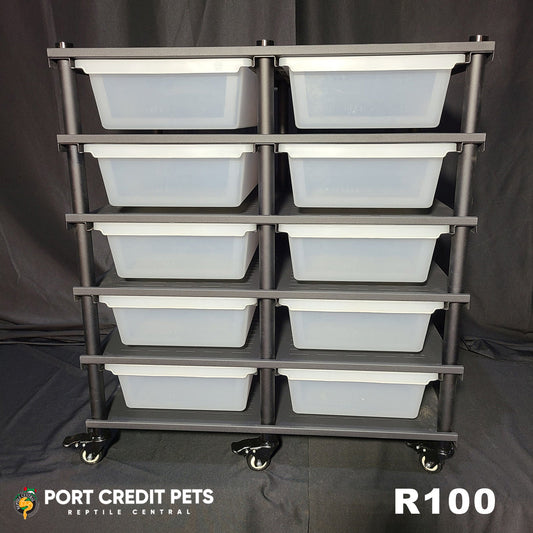 R100 RACK – REPTILE 5 LEVEL 10 BIN COMPLETE SYSTEM