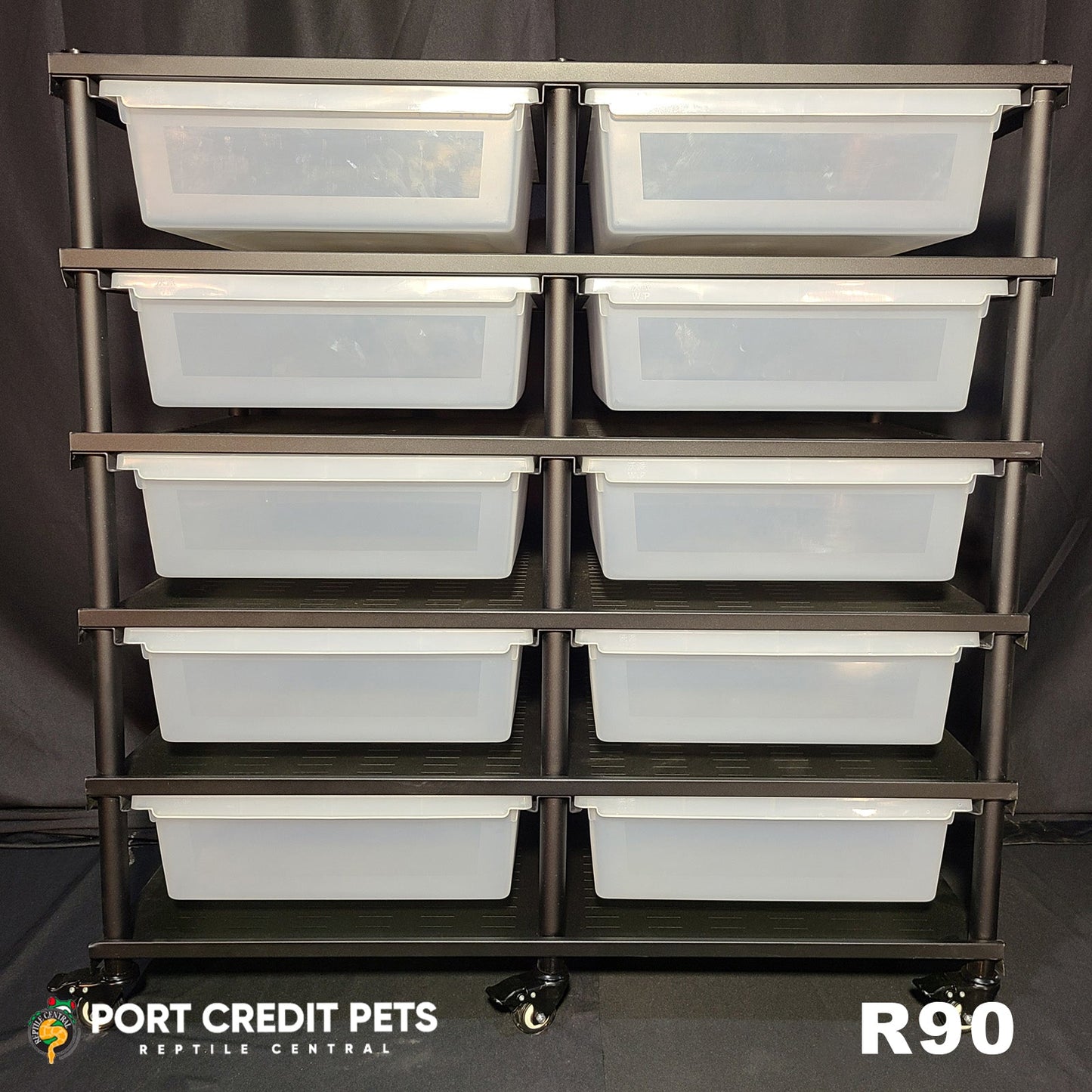 R90 RACK – REPTILE 5 LEVEL 10 BIN COMPLETE SYSTEM