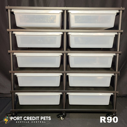R90 RACK – REPTILE 5 LEVEL 10 BIN COMPLETE SYSTEM
