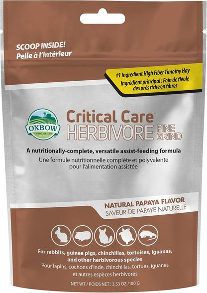 Oxbow Animal Health™ Critical Care® Herbivore Fine Grind Natural Papaya Flavor 100gm