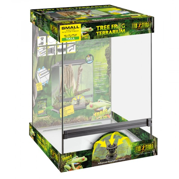 EXO TERRA 18"x18"x24" Tree Frog Glass Terrarium, Advanced Amphibian Habitat, Small/Tall